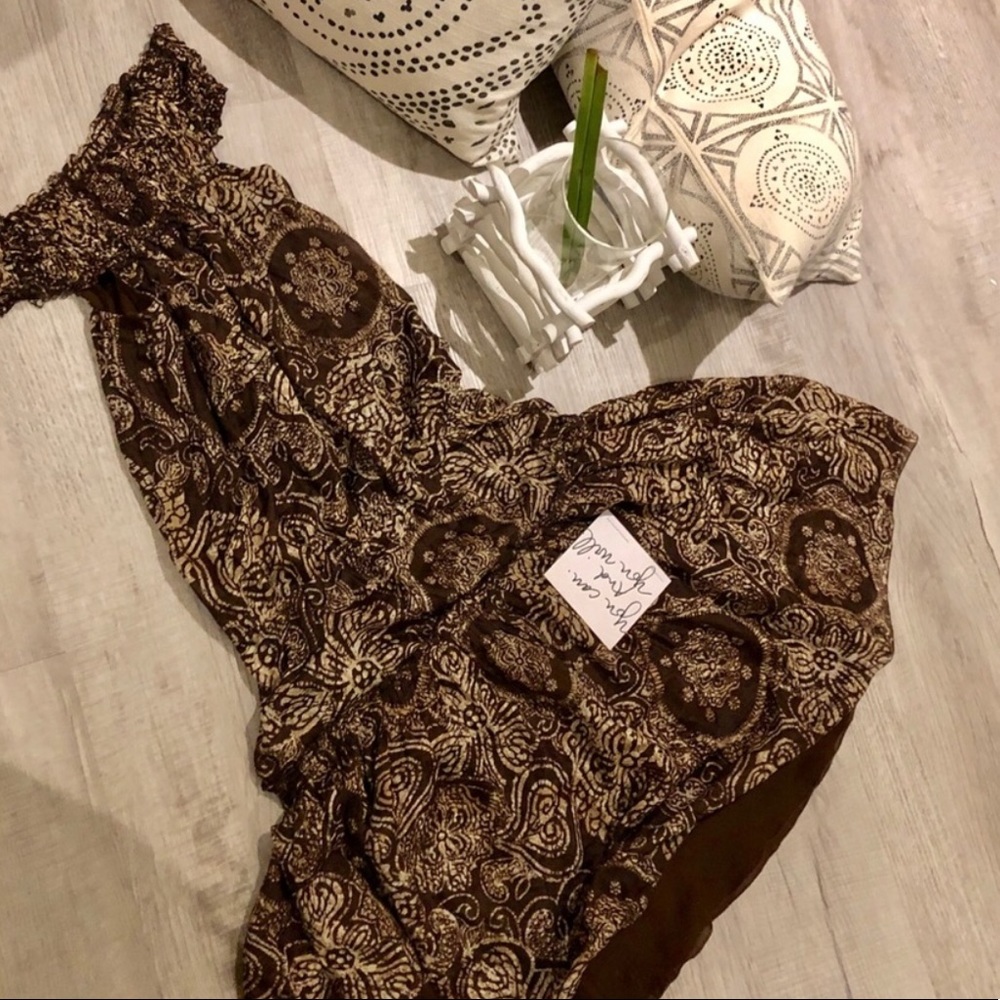 ZARA 100% silk print drop waist off should…